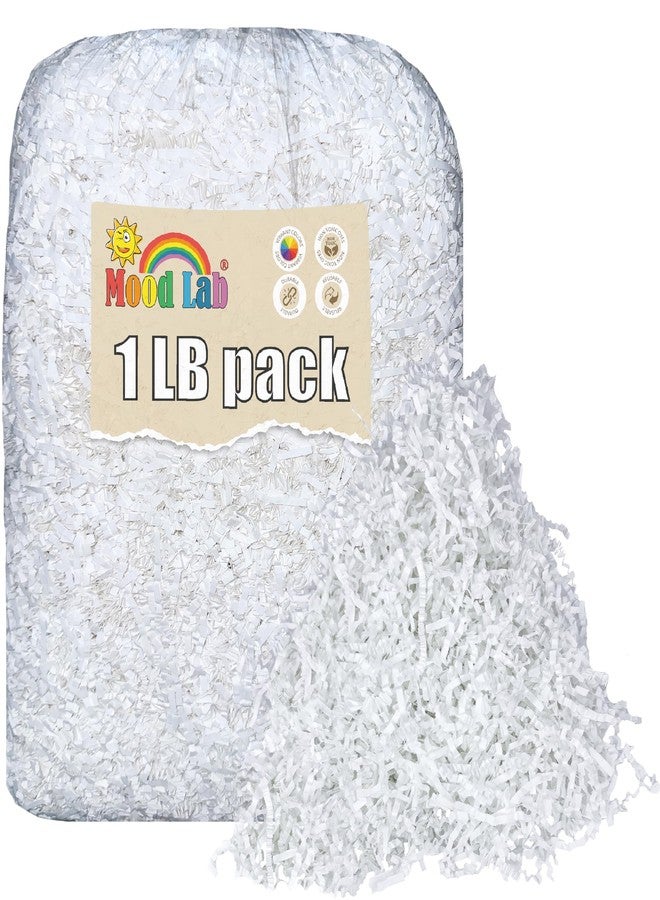 Mood Lab Crinkle Cut Paper Shred Filler - 1 LB White - Shredded Cut Paper for Basket Filling - Gift Box Kraft Wrapping Paper - Image 1